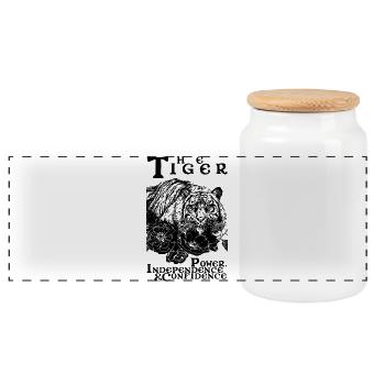 THE TIGER - Panoramic Cookie Jar with Wooden Lid - white - Front