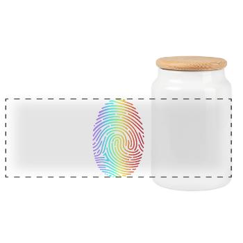 Colorful Rainbow Fingerprint - Panoramic Cookie Jar with Wooden Lid - white - Front