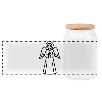 angel-angel-wing-silhouette-simple-4 - Panoramic Cookie Jar with Wooden Lid - white - Front