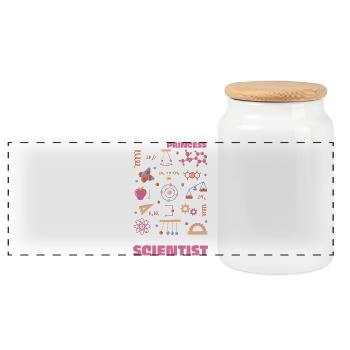 I want to be a scientist – colorful doodles - Panoramic Cookie Jar with Wooden Lid - white - Front