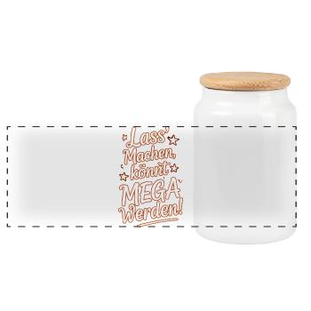 Let it do you can become mega optimistic saying - Panoramic Cookie Jar with Wooden Lid - white - Front