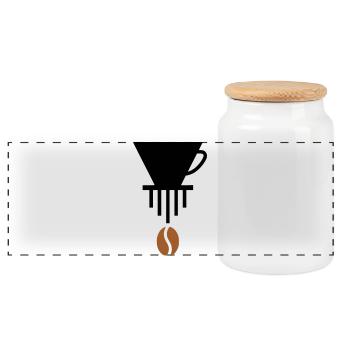 Pour-Over-Love: Minimalist Barista Icon - Panoramic Cookie Jar with Wooden Lid - white - Front