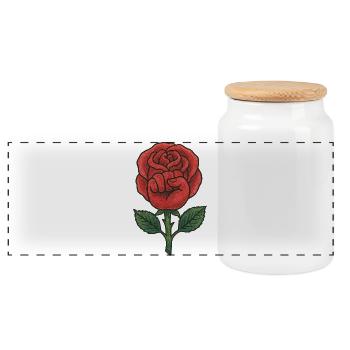 Rose Resist - Panoramic Cookie Jar with Wooden Lid - white - Front