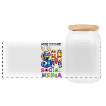Masochisme social SM - Boîte à biscuits avec couvercle en bois - blanc - Devant