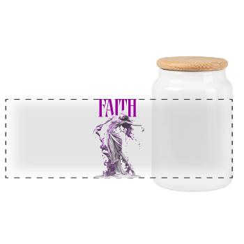 Faith Dancer of Liquid Marble - Panoramic Cookie Jar with Wooden Lid - white - Front