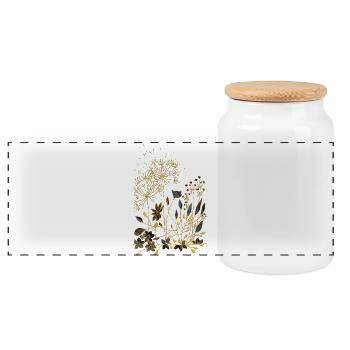 Flowers - Panoramic Cookie Jar with Wooden Lid - white - Front