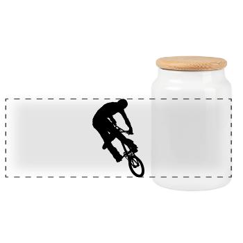 Bicycle - Panoramic Cookie Jar with Wooden Lid - white - Front
