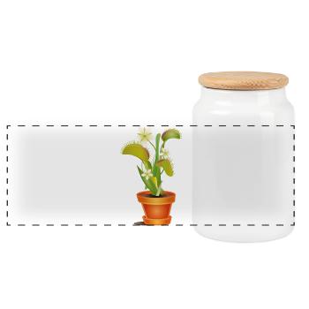 Venus flytrap in pot – colorful illustration - Panoramic Cookie Jar with Wooden Lid - white - Front