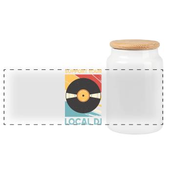 DJ Outfit Geschenke - Panorama Keksdose mit Holzdeckel - Weiß - Vorne