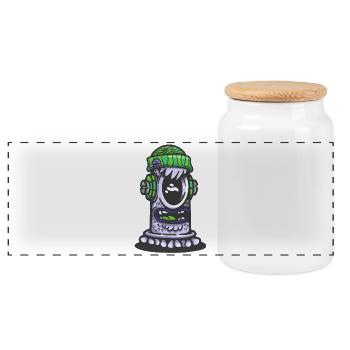Retro Green Monster Lamp - Panorama Keksdose mit Holzdeckel - Weiß - Vorne