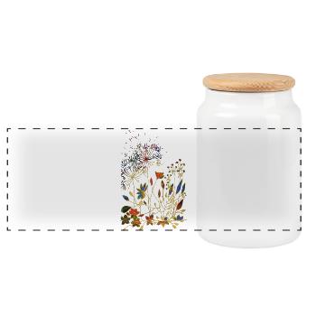 Blumen - Panorama Keksdose mit Holzdeckel - Weiß - Vorne