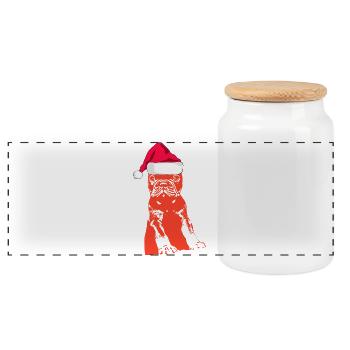 Bouledogue - Boîte à biscuits avec couvercle en bois - blanc - Devant