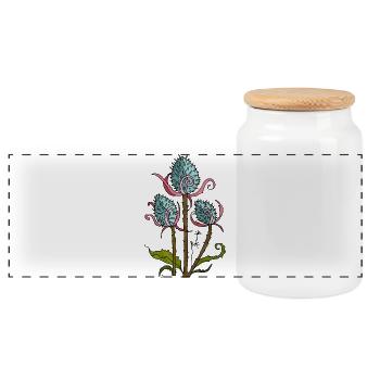 Fleur - Boîte à biscuits avec couvercle en bois - blanc - Devant