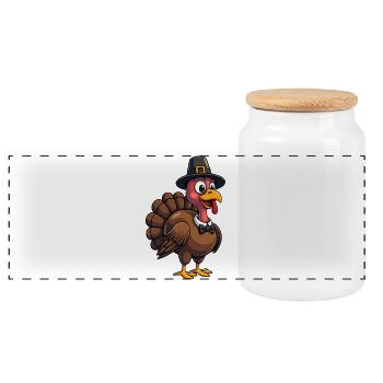 Thanksgiving Drôle Dinde de Thanksgiving - Boîte à biscuits avec couvercle en bois - blanc - Devant