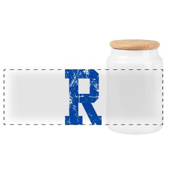 Letter r retro sport - Panoramic Cookie Jar with Wooden Lid - white - Front