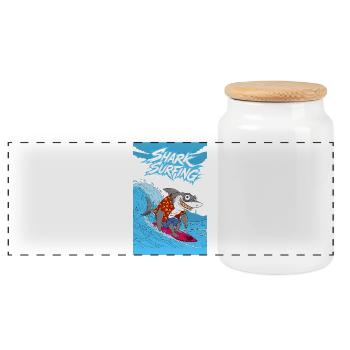 Surf sur les requins - Boîte à biscuits avec couvercle en bois - blanc - Devant