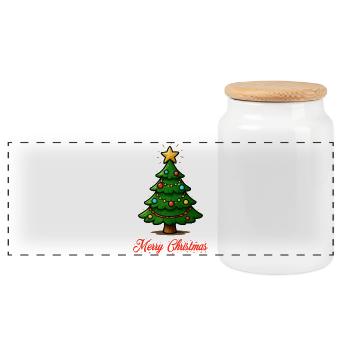 Lumière des étoiles du sapin de Noël - Boîte à biscuits avec couvercle en bois - blanc - Devant