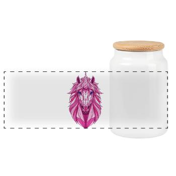 Licorne rose polygonale - Boîte à biscuits avec couvercle en bois - blanc - Devant
