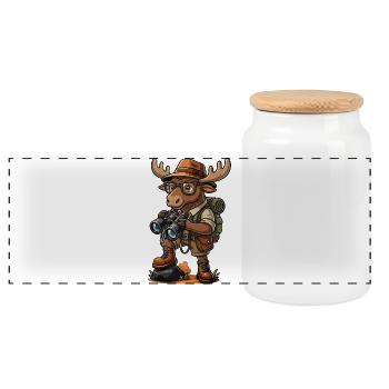Drôle d’aventure de camping de randonnée Moose Explorer - Boîte à biscuits avec couvercle en bois - blanc - Devant