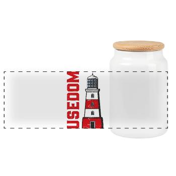 Île USEDOM MER BALTIQUE Vacances Phare Drôle - Boîte à biscuits avec couvercle en bois - blanc - Devant
