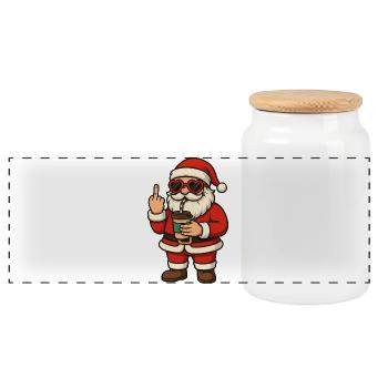 Bad Santa Club - Bad Christmas Wishes - Panoramic Cookie Jar with Wooden Lid - white - Front