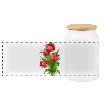 Blumen - Panorama Keksdose mit Holzdeckel - Weiß - Vorne