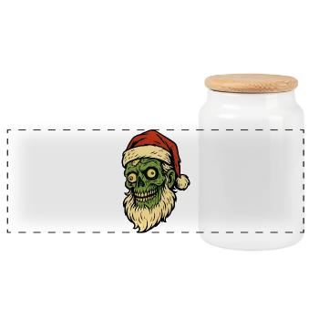 Père Noël Zombie Horreur Humour Fêtes - Boîte à biscuits avec couvercle en bois - blanc - Devant