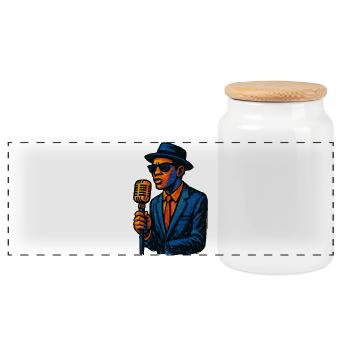 Chanteur de Jazz Vintage avec Microphone - Boîte à biscuits avec couvercle en bois - blanc - Devant