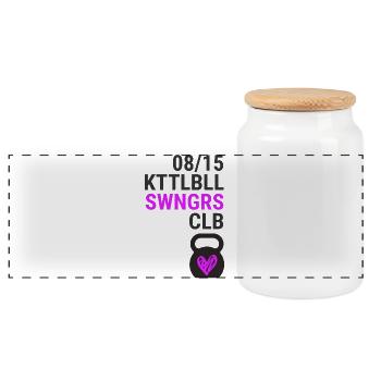 Kettlebell Herz Swingers 08/15 - Panorama Keksdose mit Holzdeckel - Weiß - Vorne