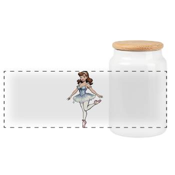 Ballerina with Stars Tutu - Panoramic Cookie Jar with Wooden Lid - white - Front