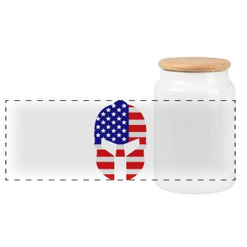 Casque Spartan USA - Boîte à biscuits avec couvercle en bois - blanc - Devant