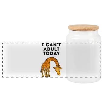 Girafe fatiguée - Je ne peux pas devenir adulte aujourd’hui - Boîte à biscuits avec couvercle en bois - blanc - Devant