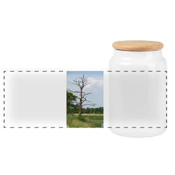 Abandoned tree by the water - Panoramic Cookie Jar with Wooden Lid - white - Front