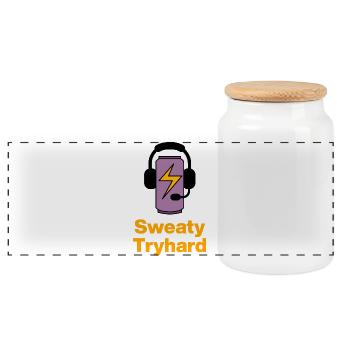 Sweaty Tryhard Energy Mode, Energy Drink, Gamer - Panoramic Cookie Jar with Wooden Lid - white - Front