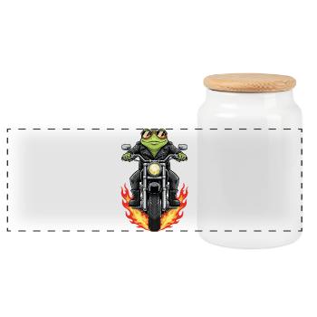 Cool Biker Frog Motorcycle Flames - Boîte à biscuits avec couvercle en bois - blanc - Devant