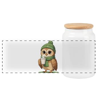 Pause café Winter Owl - Boîte à biscuits avec couvercle en bois - blanc - Devant