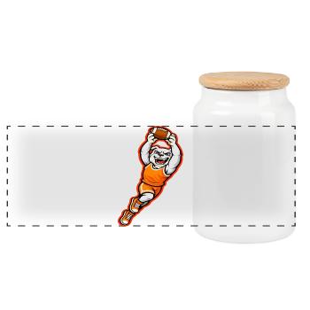 Bulldog Football Touchdown Mascot - Panoramic Cookie Jar with Wooden Lid - white - Front