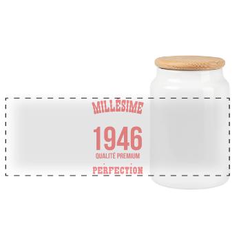1946 – Exceptional vintage – Premium quality - Panoramic Cookie Jar with Wooden Lid - white - Front
