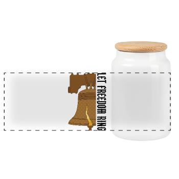 Let Freedom Ring Liberty Bell - Panoramic Cookie Jar with Wooden Lid - white - Front