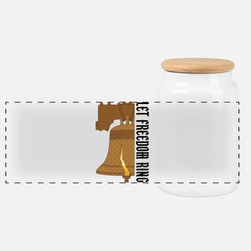 Let Freedom Ring Liberty Bell - Panoramic Cookie Jar with Wooden Lid - white