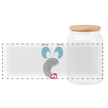 Éléphant | Déguisement de carnaval en costume de grand visage - Boîte à biscuits avec couvercle en bois - blanc - Devant
