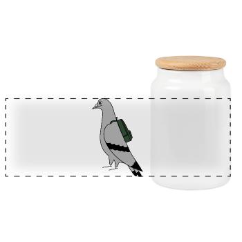 Pigeon with Backpack – Illustration minimaliste urbaine - Boîte à biscuits avec couvercle en bois - blanc - Devant
