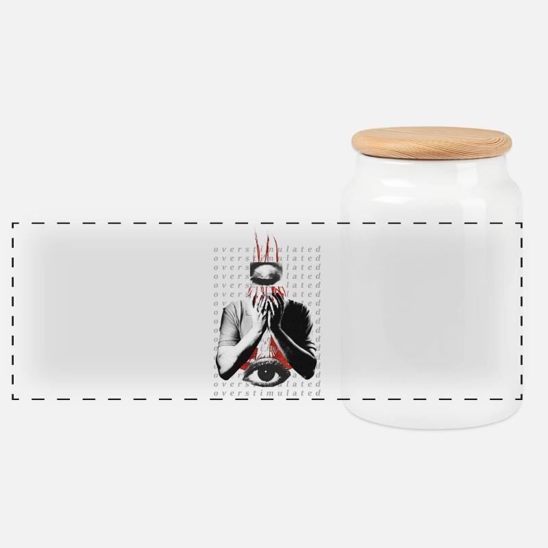 Surstimulé - Boîte à biscuits avec couvercle en bois - blanc