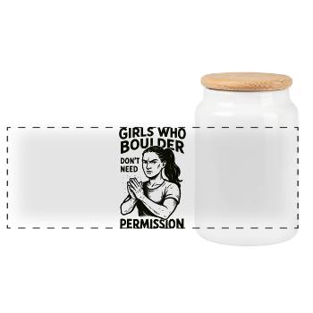 Bloc avec des femmes fortes - bloc sans permission - Boîte à biscuits avec couvercle en bois - blanc - Devant