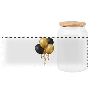 Balloons Black Gold - Party Birthday Elemen - Panoramic Cookie Jar with Wooden Lid - white - Front