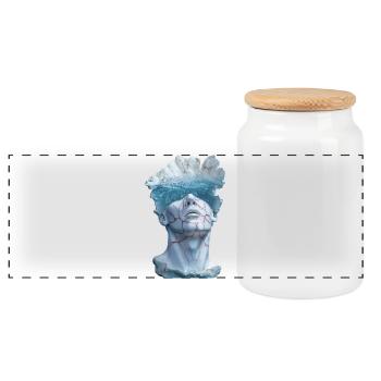 Buste statuaire surréaliste en marbre - Boîte à biscuits avec couvercle en bois - blanc - Devant