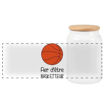 Fier d’être Basketteur - Boîte à biscuits avec couvercle en bois - blanc - Devant