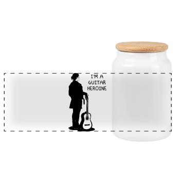 I'm a guitar heroine - Panoramic Cookie Jar with Wooden Lid - white - Front