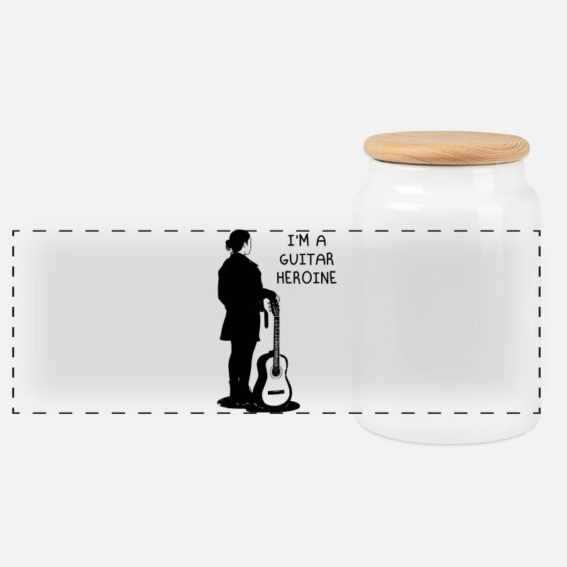 I'm a guitar heroine - Boîte à biscuits avec couvercle en bois - blanc