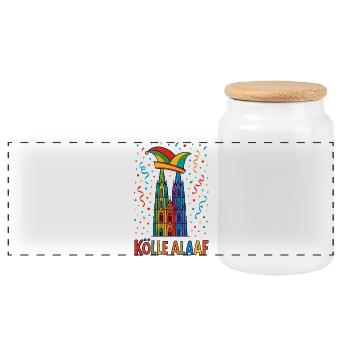 Costumes de Kölle Alaaf Cathédrale de Cologne Carnaval coloré - Boîte à biscuits avec couvercle en bois - blanc - Devant